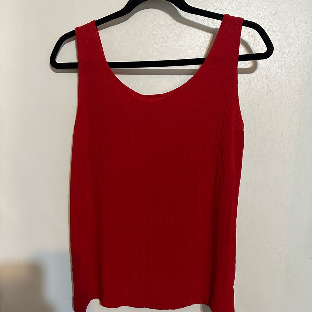 Chico's Vibrant Red Ribbed Blouse - Picture 2 of 4